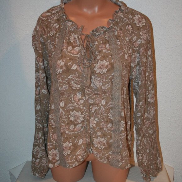 Wallflower Large Blouse Popover Peasant Top Ribbed Cottagecore Chest: 42" Womens - Picture 1 of 6